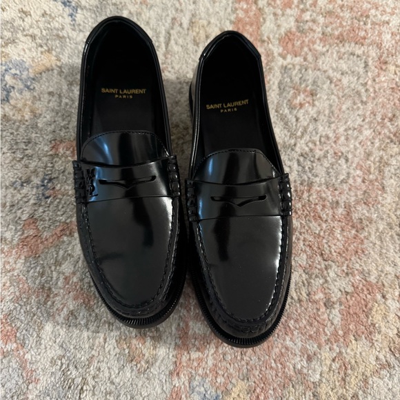 Saint Laurent Shoes - Saint Laurent Glossy Black Loafers